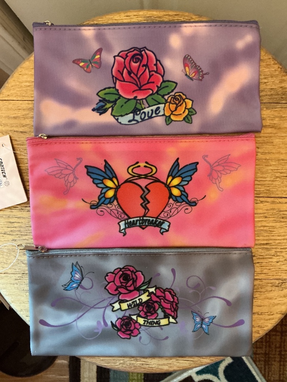 NEW Lot of 3 Pencil pouch Makeup Case Bag Heartbreaker Love Wild Thing ❤️ 💕